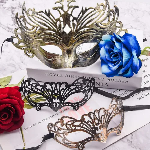 Vista 4 de FEQO 48 máscaras de mascarada, máscaras antiguas vintage venecianas