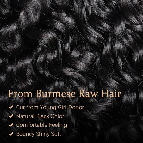 Vista 5 de Cabello humano rizado birmano con cierre de encaje HD 5x5, 100% sin procesar, 16A, cabello virgen sin procesar, 3C4A, cabello humano rizado birmano