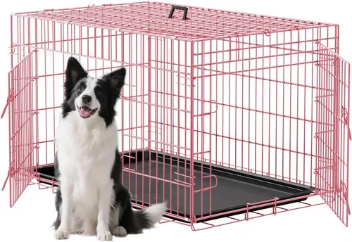 Vista 47 de [Usado] FDW Jaula para perros pequeños de 24 pulgadas plegable de metal con alambre para mascotas, doble puerta con panel divisor para interiores