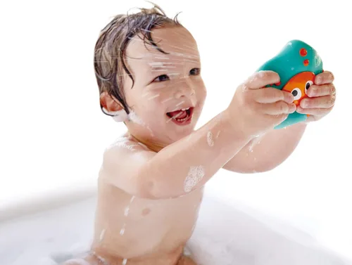 Vista 4 de Hape Ocean Floor Squirters Coloridos juguetes de baño para bebés y niños pequeños, coloridos juguetes de baño para bebés y niños pequeños, juego