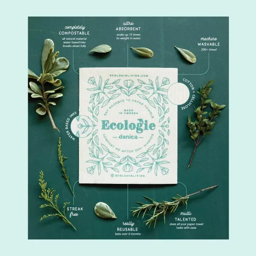 Vista 6 de Now Designs Ecologie Sueca Esponja Seca Esterilla Invierno Ruedas 12 x 14 pulgadas