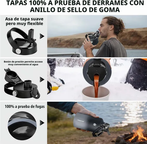 Vista 3 de SENDESTAR Botella de agua de 128 onzas con aislamiento al vacío de doble pared a prueba de fugas, botella de agua deportiva de acero inoxidable