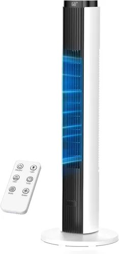 Vista 13 de ZAFRO Ventilador de torre para dormitorio, ventilador oscilante de 90° con 4 modos, 3 velocidades, velocidad de 25 pies/s, temporizador de 12 horas