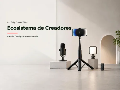 Vista 6 de Minimal Creator - Trípode compacto para iPhone, 53 pulgadas Trípode remoto Bluetooth para vlogging diario, espacio de trabajo de cafetería