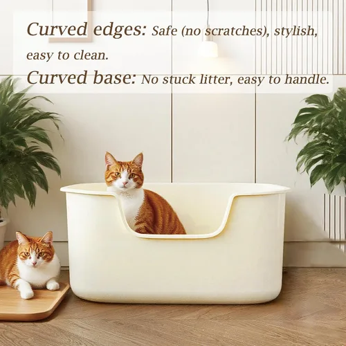 Vista 6 de Caja de arena grande para gatos con lados altos, bandeja de arena alta y profunda de entrada lateral, caja de arena para gatos pequeños y medianos