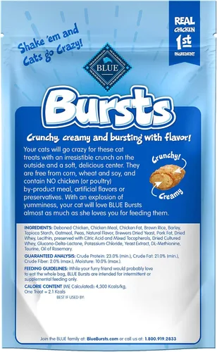 Vista 2 de Blue Buffalo Golosinas crujientes para gatos, bolsa de pollo de 2 onzas (paquete de 6)