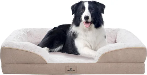 Vista 21 de Cama Sofá Ortopédica para Perros de Tamaño Grande con Soporte de Espuma de Huevo, Cojines Reforzados de Cuatro Lados, Tela Suave Resistente al