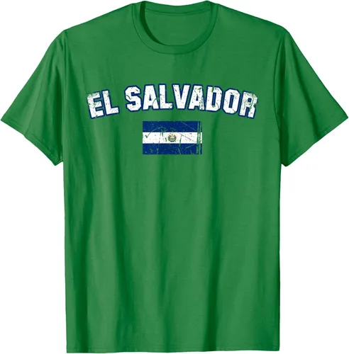 Vista 4 de EL SALVADOR Bandera Vintage Hombres Mujeres Niños Camiseta EL SALVADOR