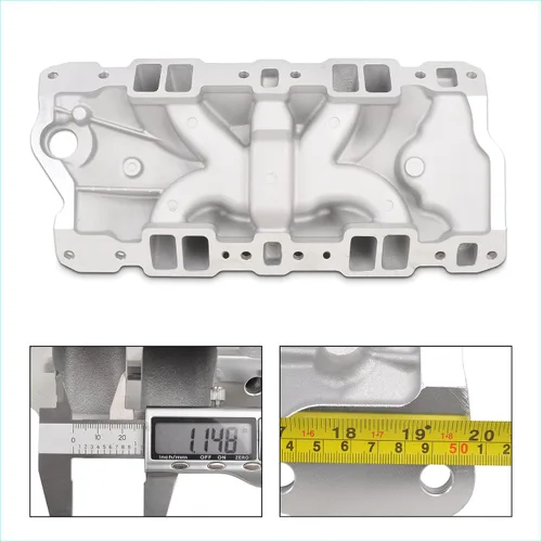 Vista 3 de Colector de admisión de aluminio de doble plano compatible con Chevy SBC 305 350 383