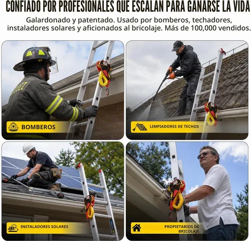 Vista 6 de Lock Jaw - Gancho estabilizador de escalera de techo para canalón, separación en 5 segundos con seguridad de bloqueo deslizante, evita que