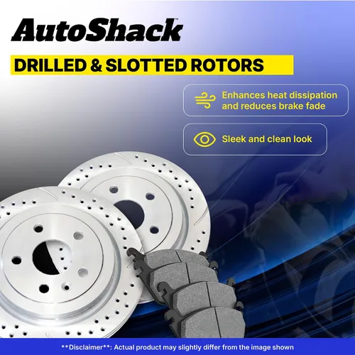 Vista 8 de AutoShack Rotores de freno perforados y ranurados delanteros y traseros Reemplazo para Subaru Impreza 2.0L AWD 2012-2016 Recubrimiento E negro