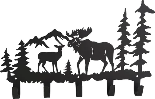 Vista 11 de Ganchos de Abrigo de Metal con Oso Arte de Pared Decorativo - Colgadores de Oso y Portallaves - Ganchos con Temática de Animales Decoración Dulce