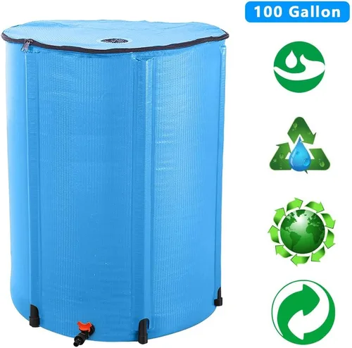 Vista 5 de Barril de lluvia plegable, tanque de almacenamiento de agua portátil, sistema de recolección de agua de lluvia, contenedor colector de agua con kit