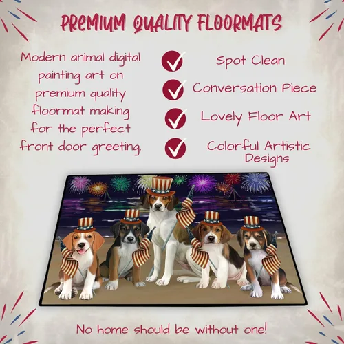 Vista 5 de Doggie of the Day American English Foxhound Dogs Floor Mat - 4th of July Independence Day - Best Dog Doormat - Protector Decor - Unique Portrait Art