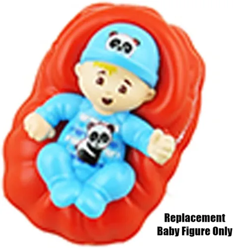 Vista 2 de Pieza de repuesto para la familia Fisher-Price Little People Big Helpers - FRM72 ~ Figura de bebé de repuesto en traje de panda azul y canasta roja