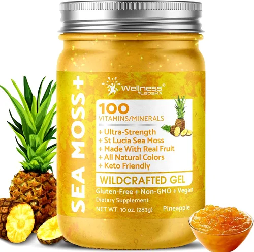 Vista 15 de Gel de musgo de mar irlandés crudo - Superalimento de musgo marino recolectado en la naturaleza - Sabor a manzana y canela, rico en vitaminas
