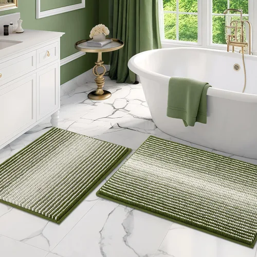 Vista 52 de BSICPRO Tapetes de baño de felpilla, 20 x 32 pulgadas, antideslizantes, absorbentes, suaves, peludos, para baño, lavables a máquina (salvia)