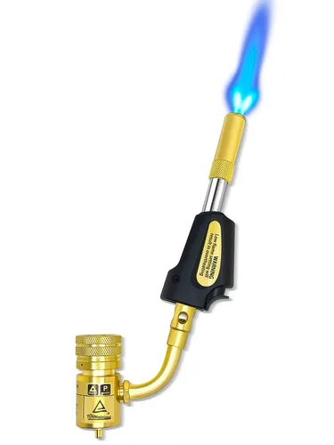 Vista 7 de Cabeza de Antorcha de Propano con Manguera de 1.43 m, Kit de Antorcha de Gas MAP Mapp Turbo Antorcha con Autoencendido, Válvula de Llama Ajustable