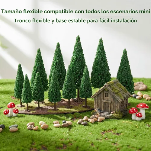 Vista 3 de 10 árboles de cedro modelo de tren, paisaje, pino, diorama en miniatura, modelo mixto para arquitectura de carretera, edificio, decoración