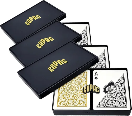 Vista 11 de Copag 1546 Design - Juego de cartas 100% de plástico, tamaño de póquer (estándar) negro/dorado (índice jumbo, 1 juego)