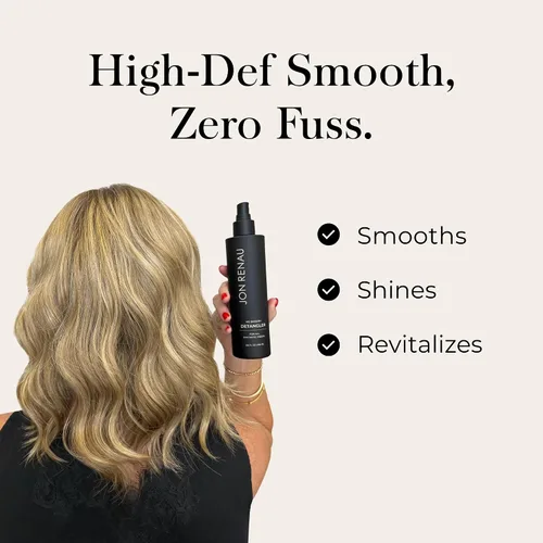 Vista 6 de Jon Renau Desenredante suave HD, spray desenredante sin enjuague para pelucas sintéticas y extensiones de cabello, spray desenredante reductor