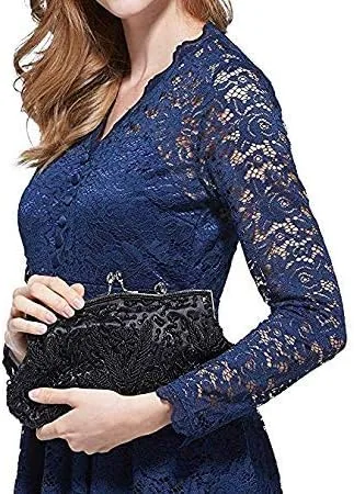 Vista 6 de Simcat Bolso de mano grande con cuentas de lentejuelas y flores