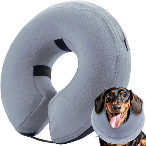Vista 10 de Collar inflable de cono para perro, collar de recuperación de protección contra explosiones de cono de perro, azul (tamaño L)
