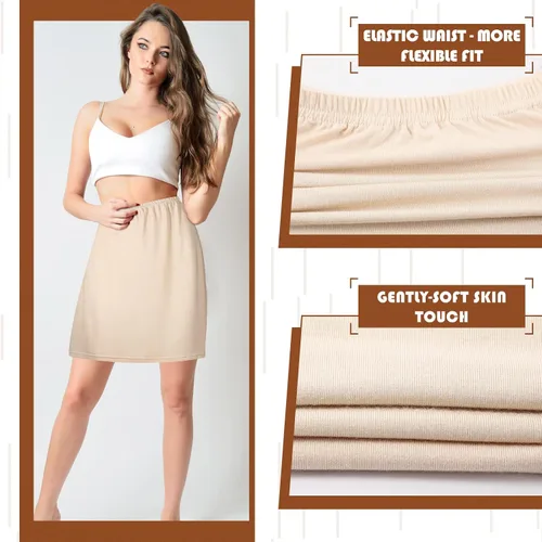 Vista 3 de 3 piezas para mujer, medias sandalias de satén de 19, 27, 35 pulgadas, antiestática, larga debajo de la falda para mujer, para debajo de los vestidos