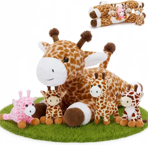 Vista 12 de Tezituor Valais - Juego de 4 animales de peluche de oveja Blacknose de 18 pulgadas, peluche grande de oveja con 3 lindos bebés de cordero, regalo