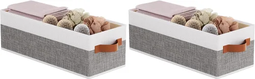 Vista 8 de Contenedor de almacenamiento con asas dobles, canasta beige, 15 x 6