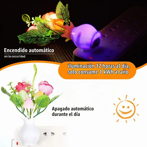 Vista 4 de Mudder Juego de 6 lámparas nocturnas de hongos LED, lámpara de pared con enchufe, 7 colores cambiantes, lámpara mágica bonita en forma de hongo
