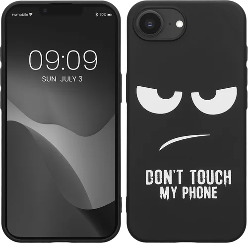 Vista 10 de kwmobile Funda de silicona TPU compatible con Xiaomi 11T/11T Pro - Funda suave - No toques mi teléfono blanco/negro