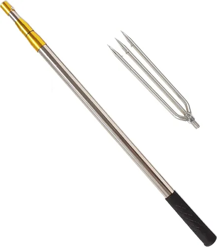 Vista 9 de Brazo de pesca telescópico de 6.2 pies con 3 dientes, gancho de pesca telescópico de acero inoxidable con tornillo de 8 mm, arpones barbados