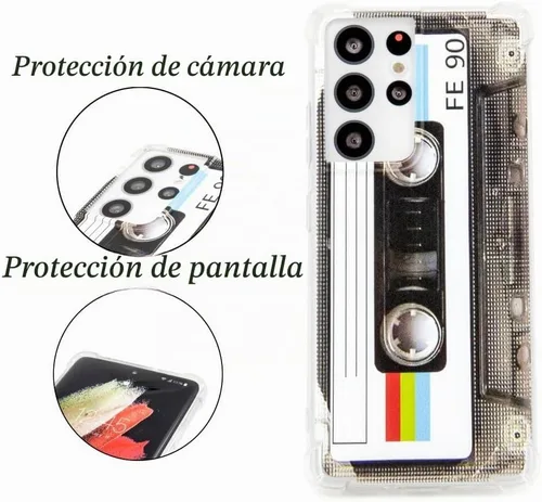 Vista 2 de FAteam - Funda para Galaxy S21 Ultra 5G Retro Cassette Tape
