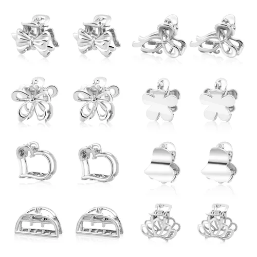 Vista 8 de CWJCYTNSN 16 unidades de pequeñas pinzas para el cabello para mujeres y niñas, mini pinzas de flores de cristal, pinzas de metal lindas de 0.8