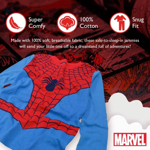 Vista 2 de Marvel Boys' 6-piece Snug-fit Cotton Pajama Set, Soft & Cute for Kids, Comfortable Nightwear