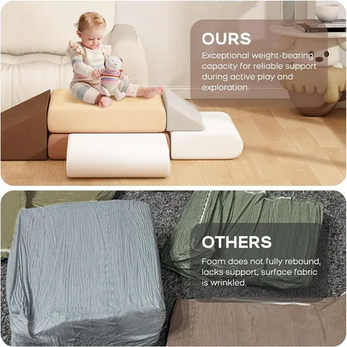 Vista 6 de Bloques de espuma de escalada para niños, juego modular de 7 piezas para niños pequeños, bloques de espuma de juego suave, juguetes de escalada