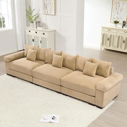 Vista 50 de ODUSE-DAILY Sofá modular de gran tamaño de 117.3 pulgadas, sofás modulares grandes de pana para sala de estar, sofás de 3 plazas, moderno juego