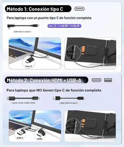 Vista 7 de Extensor de pantalla para portátil de 1.87 libras, ultraportátil y ultra delgado, 14.2 pulgadas, FHD 1080P, monitor portátil dual para portátil