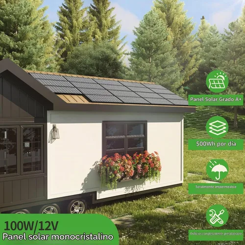 Vista 7 de JJN Panel solar de 100 W, paneles solares de 12 voltios de alta eficiencia tipo N 16BB, módulo de carga fotovoltaica de alta tasa de conversión