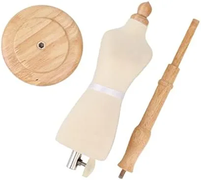 Vista 3 de Eujgoov Maniquí de vestido femenino de muñeca, forma de vestido de costura, forma de vestido femenino, forma de torso, madera de haya con base