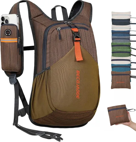 Vista 17 de BECOJADDE - Mochila de senderismo pequeña de 15 L para hombres y mujeres, plegable, ultraligera, para viajes, camping, actividades al aire libre
