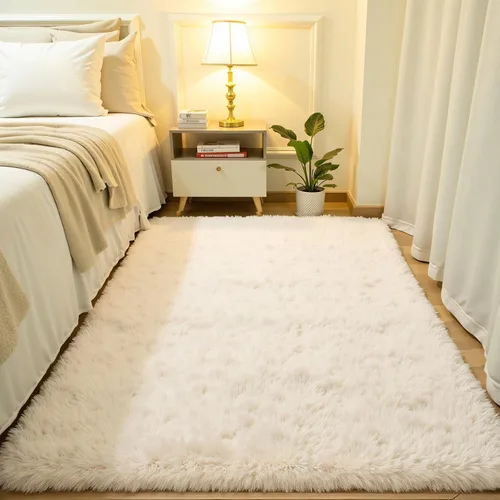 Vista 44 de Softlife Alfombra naranja para dormitorio, alfombra de felpa esponjosa para sala de estar para niñas, alfombra lanuda para niños, alfombra suave
