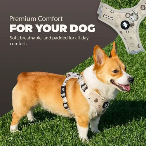 Vista 2 de Haminway Arnés sin tirones para perros medianos – Chaleco reflectante y transpirable con correas ajustables para el pecho y el cuello – Fácil