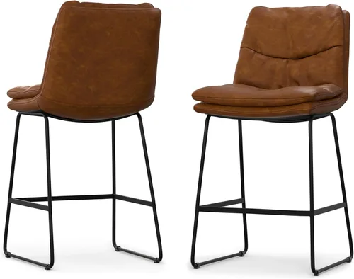 Vista 26 de SIMPLIHOME Randolph Taburetes de mostrador (juego de 2) taburetes de bar tapizados de madera curvada de 28 pulgadas de altura del asiento en tela