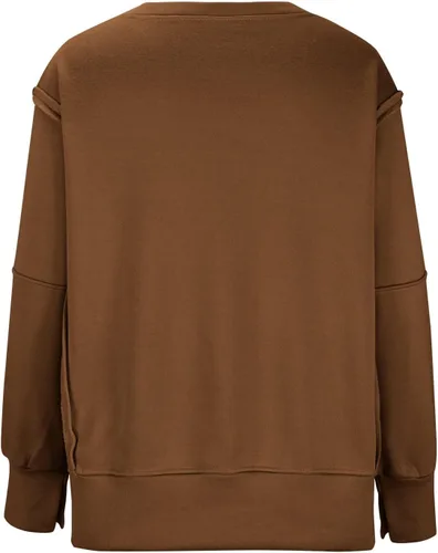 Vista 6 de Stessotudo Sudaderas de gran tamaño para mujer 2023 con cuello redondo, ajuste holgado, camisetas de moda de manga larga, sin capucha, sudaderas