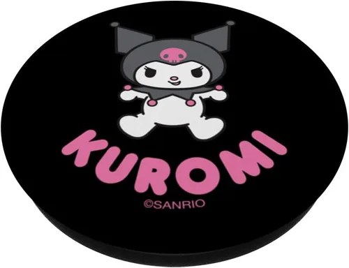 Vista 2 de delicoco Kuromi Character PopSockets - Adhesivo PopGrip - Negro - Anime - Parte superior intercambiable - Agarre para teléfono - Compatible