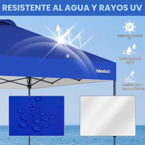 Vista 7 de Yaheetech Tienda de campaña desplegable de 10 x 10 con 2 ruedas integradas para movilidad, resistente al agua y refugio solar instantáneo con bolsa