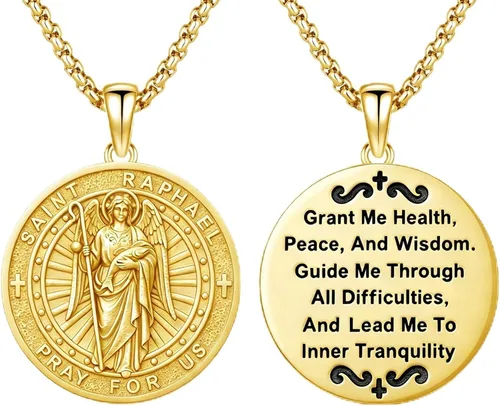 Vista 117 de 925 Sterling Silver Patron Saint Amulet Necklace for Men Women plateado