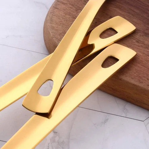 Vista 4 de Cucharón para salsa, cuchara dorada con boquilla para sopa de salsa, utensilio de cocina de acero inoxidable, pulido de espejo y apto